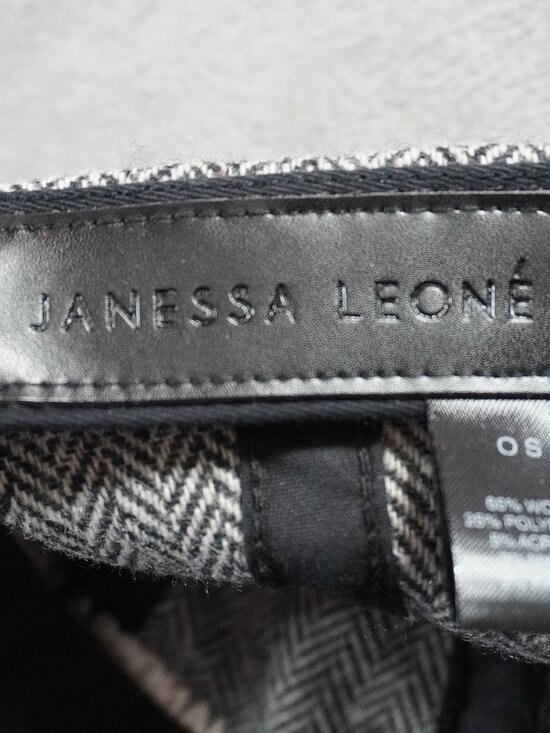 Janessa Leone Eden Hat Cap Womens One Size Gray Herringbone Wool Strap Back main image 9